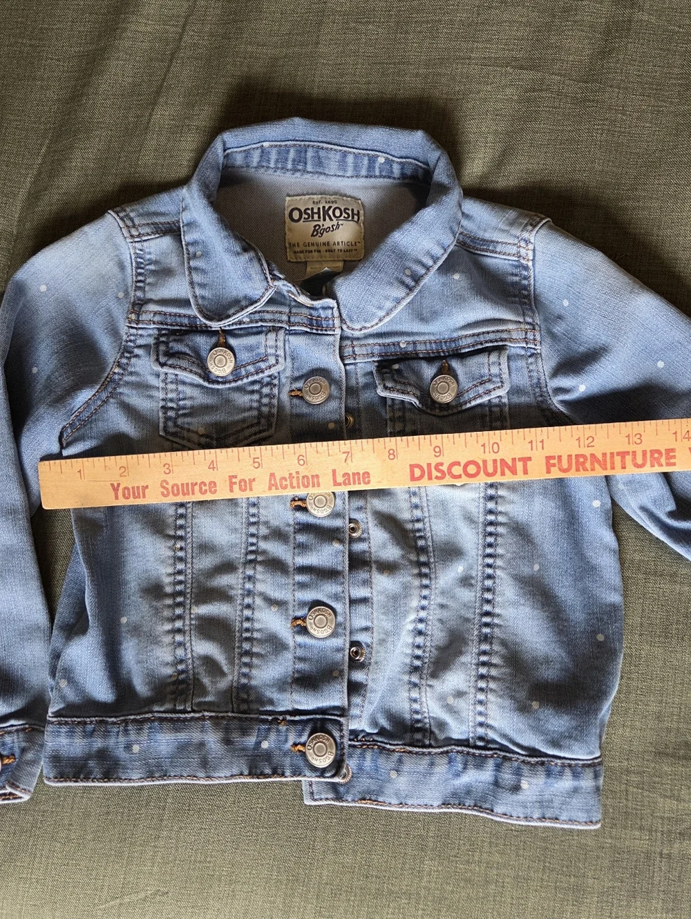 Oshkosh Jean Jacket With White Polka Dots Size 4T